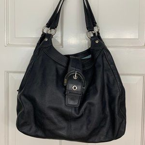 Coach Black Leather Hobo Shoulder Bag Purse